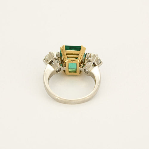 Bague 50 Bague trilogie bicolore émeraude diamants brillants 58 Facettes