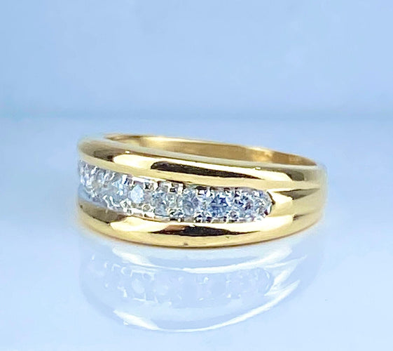 Bague 51 Bague jonc en or jaune 18 carats sertie de 9 diamants 58 Facettes AB565
