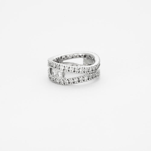 Bague 53 Anneau en or gris avec diamants 58 Facettes 23/499