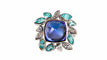 Bague 54 Bague Précieuse or blanc, tanzanite, tourmalines paraiba 58 Facettes Tanz 1