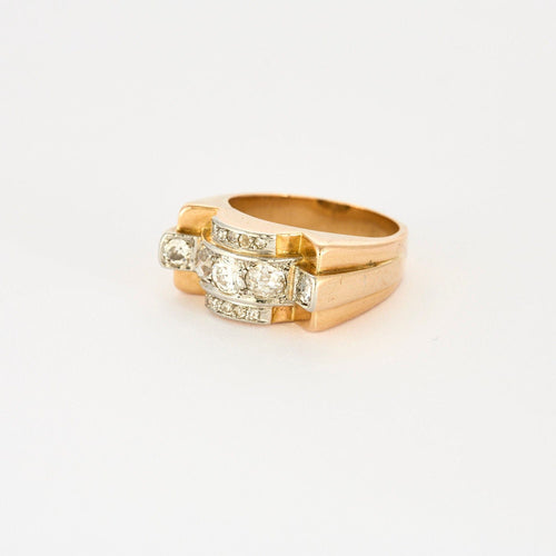 Bague 55.5 Bague Tank en or jaune et diamants. 58 Facettes