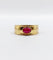 Bague jonc vintage Art Déco or jaune, cabochon de rubis 58 Facettes A06209