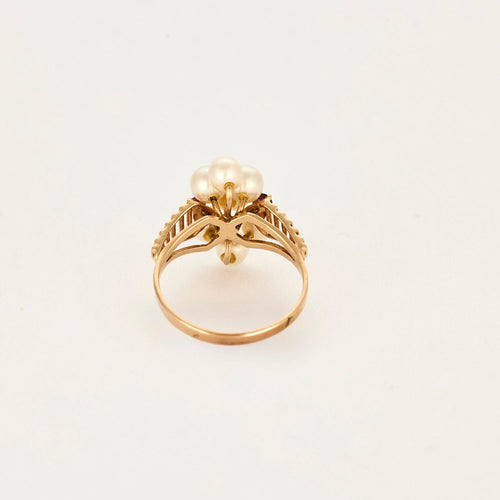 Bague 52.5 Bague en or jaune, perle de culture et rubis 58 Facettes LP1267/BET