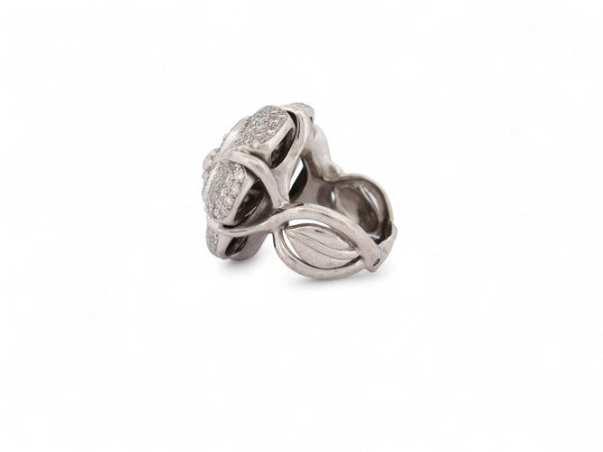 Bague 53 bague cocktail camelia t53 sertie de 188 diamants 4.12ct or blanc 18k 27.5g 58 Facettes 270127