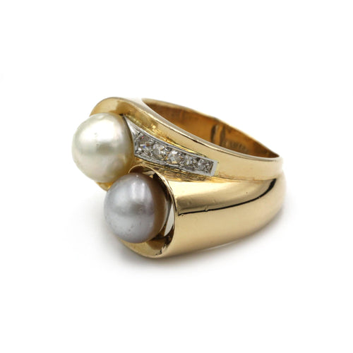Bague 54 Bague - Or, Platine, Diamants & Perles 58 Facettes 250203R