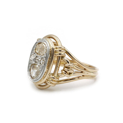 Bague 53 Bague - Or jaune et diamants rose cut 58 Facettes 1022