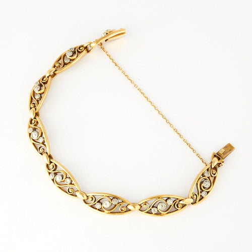 Bracelet Bracelet filigrane or jaune et diamants 58 Facettes