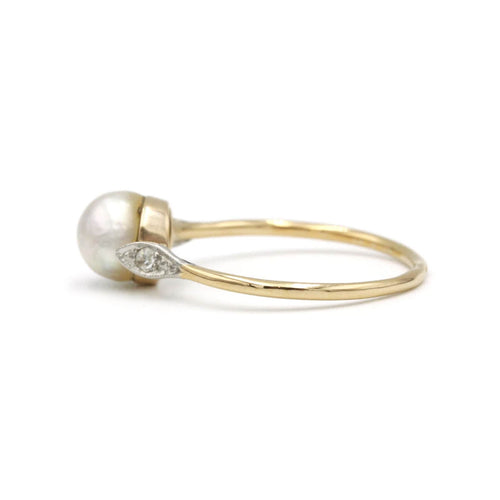 Bague 57.5 Bague - Or, Platine, Perle & Diamants 58 Facettes 250079R