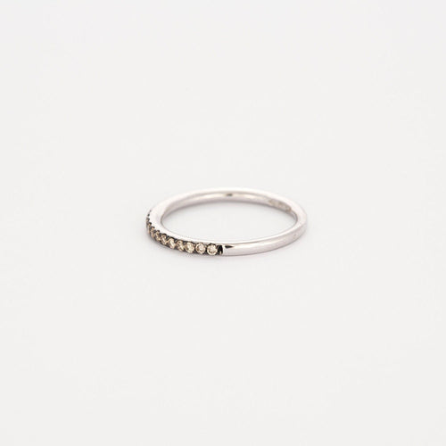 Bague 56 Demie alliance or blanc diamants bruns 58 Facettes 311919