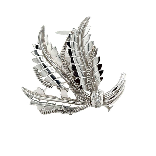 Broche Broche feuillage trié Or Blanc et Diamants 58 Facettes RÉF 3016/08