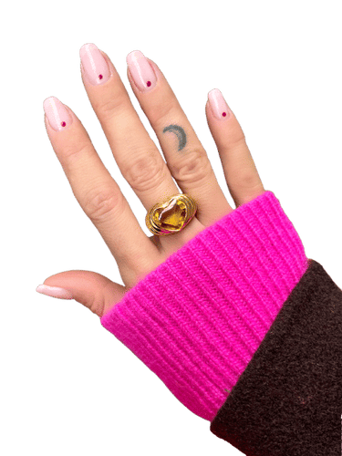 Bague coeur or jaune topaze