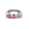 Bague 56 Bague jonc or blanc, saphirs roses et diamants 58 Facettes GU177