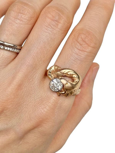 Bague 57 Bague Art Nouveau or rose et diamant 58 Facettes