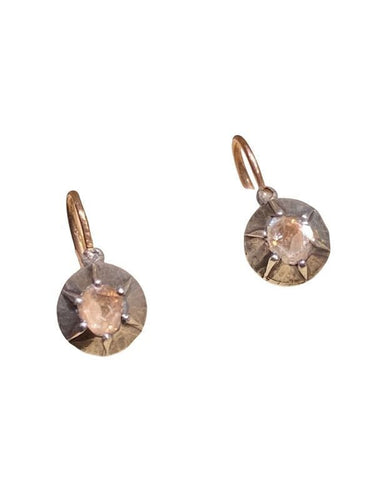 Boucles d'oreilles Paire de dormeuses, en or rose 18k et argent 58 Facettes