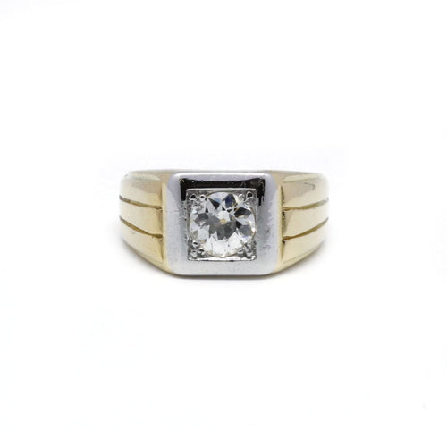 Bague 52 Bague chevalière or jaune et diamant 58 Facettes 220432R