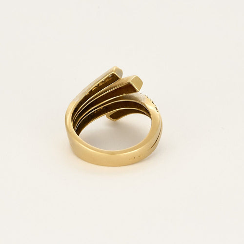 Bague godrons en Or jaune et diamants
