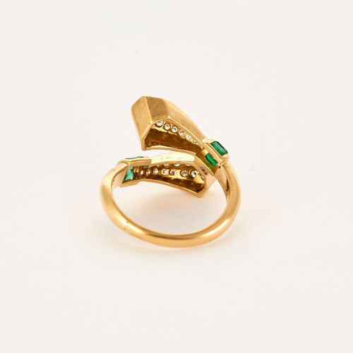 Bague 54 BRY - Bague toi et moi en or jaune, émeraudes et diamants 58 Facettes 250104