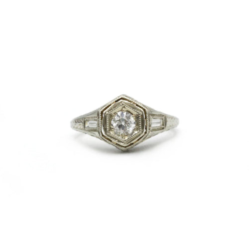 Bague 42.5 Bague - Or blanc et diamants 58 Facettes 1142