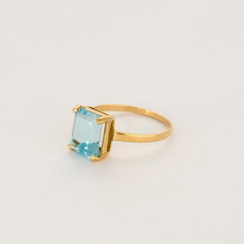 Bague 58 Bague en or jaune sertie d'une aigue-marine 58 Facettes LP1275/BET