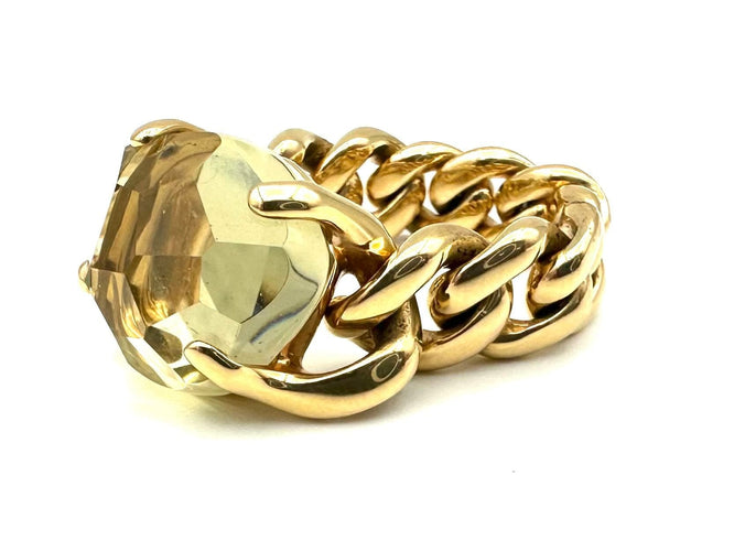 Bague POMELLATO. Collection "Lola", bague or jaune 18K et quartz lemon 58 Facettes