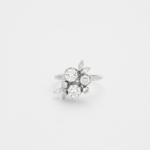 Bague 57 Bague ancienne Or blanc Diamants 58 Facettes 2331431