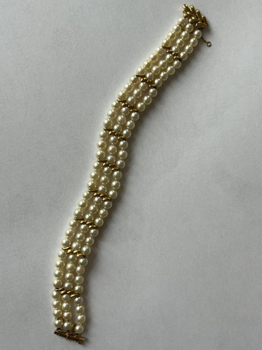 Bracelet Bracelet 3 Rangs Perles Akoya et Or Jaune 58 Facettes LOT 6076