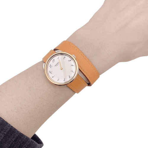 Montre Hermès, "Arceau", plaqué or, acier, cuir. 58 Facettes 34466