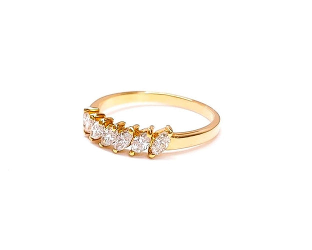 Bague 54 Demi alliance diamants navettes 58 Facettes All.Demi-Nav.