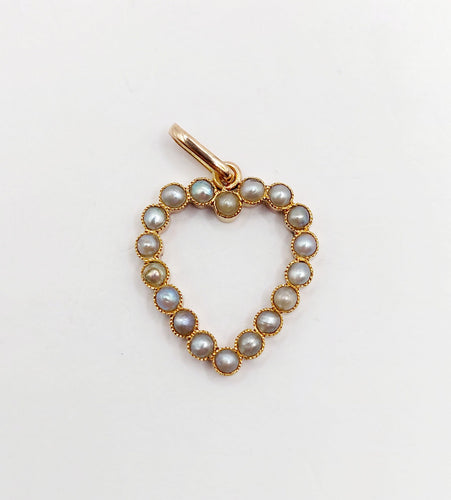 Pendentif Pendentif antique or jaune cœur et perles 58 Facettes A05499