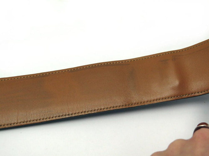 Collier ceinture HERMES medor collier de chien 70 cuir box bleu et metal dore 58 Facettes 266424