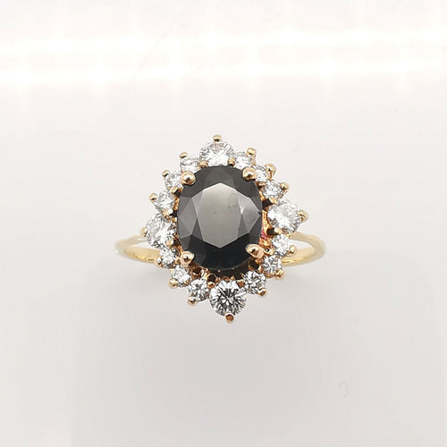 Bague 55 Bague Marguerite Or jaune Saphir et Diamants 58 Facettes