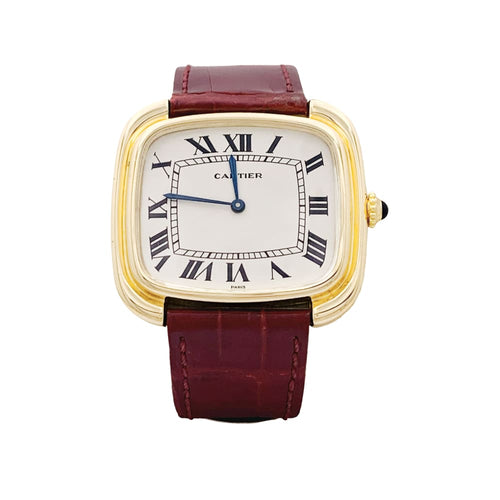 Montre Montre Cartier, « Square » en or jaune et cuir. 58 Facettes 35327