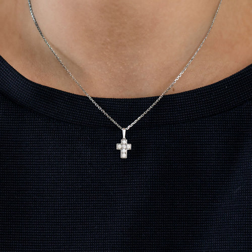 Pendentif CARTIER - Pendentif "Croix" en or blanc et diamants 58 Facettes