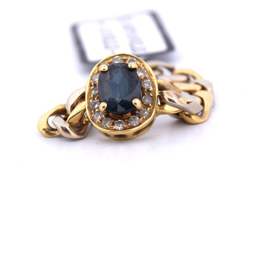 Bague 58 Années 1960 - BAGUE EN OR 18 KT - SAPHIR ET DIAMANTS 58 Facettes