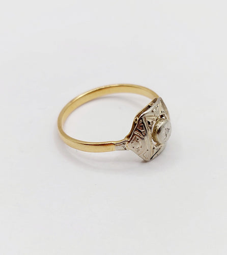 Bague 58 Bague art deco or 18k petit diamant taille roses (circa 1910) 58 Facettes A06406