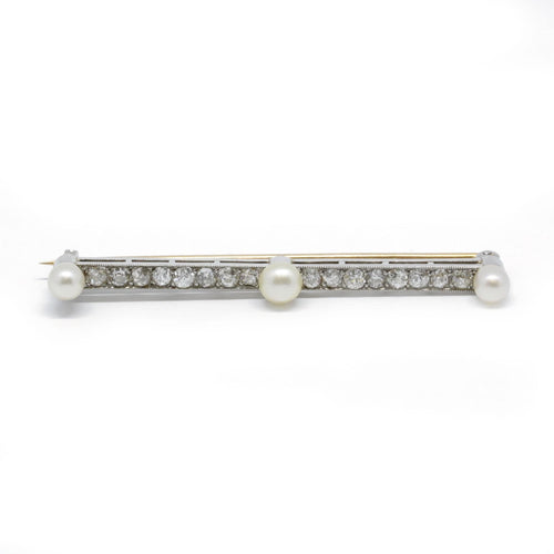 Broche Broche barrette or jaune platine perles diamants 58 Facettes 200043R