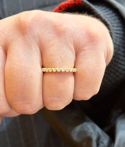 Bague 54 Demi-Alliance or jaune diamants 58 Facettes