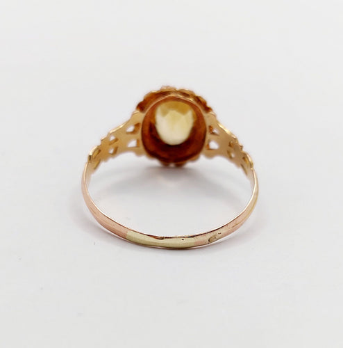 Bague 56 Bague marguerite antique citrine et perles en or rose 18k (circa 1900) 58 Facettes A01952