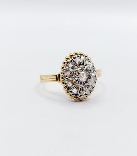 Bague 52 Bague marquise antique or jaune diamant taillés en roses 58 Facettes A05051
