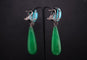 Boucles d'oreilles Boucles d'oreilles en or noir avec embellissements d'amazonite, de jade et de saphir 58 Facettes