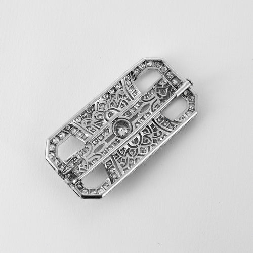 Broche Art déco platine et diamants