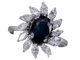 Bague 53 Bague en or blanc Saphir Bleu Ovale et Diamant Marquise 58 Facettes BA-150