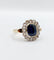 Bague 60 Bague pompadour Art Déco or et platine, saphir synthétique de 3,00 carats, diamants taille rose (circa 1920) 58 Facettes A04827