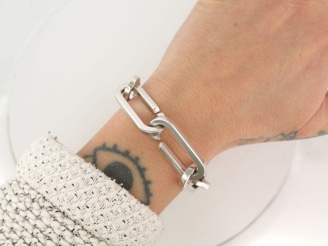 Collier bracelet DINH VAN chaine a maillons xl en argent massif 925 55gr  sterling 58 Facettes 266219