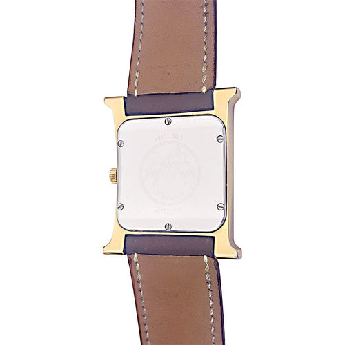 Montre Montre Hermès,"Heure H", plaqué or, acier sur cuir. 58 Facettes 33734
