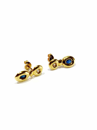 Boucles d'oreilles Paire de boucle d’oreille or, saphirs, zircons 58 Facettes