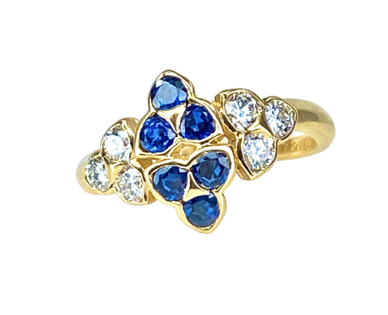 Bague 51 Mauboussin - Bague en or jaune 18 carats et saphirs et diamants 58 Facettes AB670