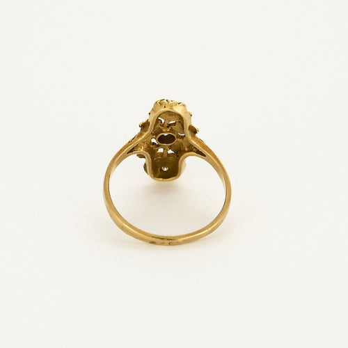 Bague 57 Bague en or jaune à motif de fleurs et diamants 58 Facettes MON1100