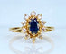 Bague 49 Bague marguerite en or jaune 18 carats, saphir et diamants 58 Facettes AB655