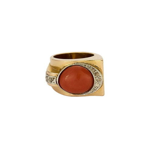 Bague 47 Bague Or jaune 18k (750 millièmes) et Platine Coral 58 Facettes FOU1198